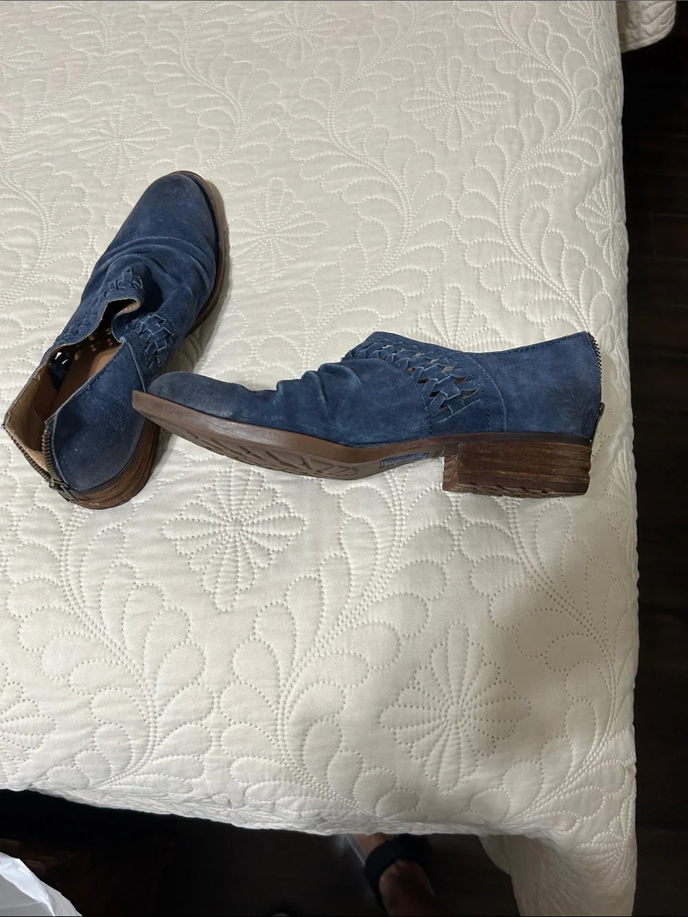 Born Navy Suede Slip-On Loafers with Braided Detail